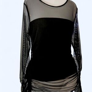 DKNY Black Sheer Long Sleeve Blouse S
